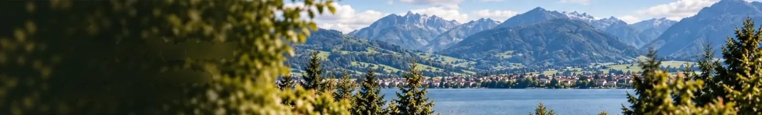 Alpenpanorama mit See und Tannen